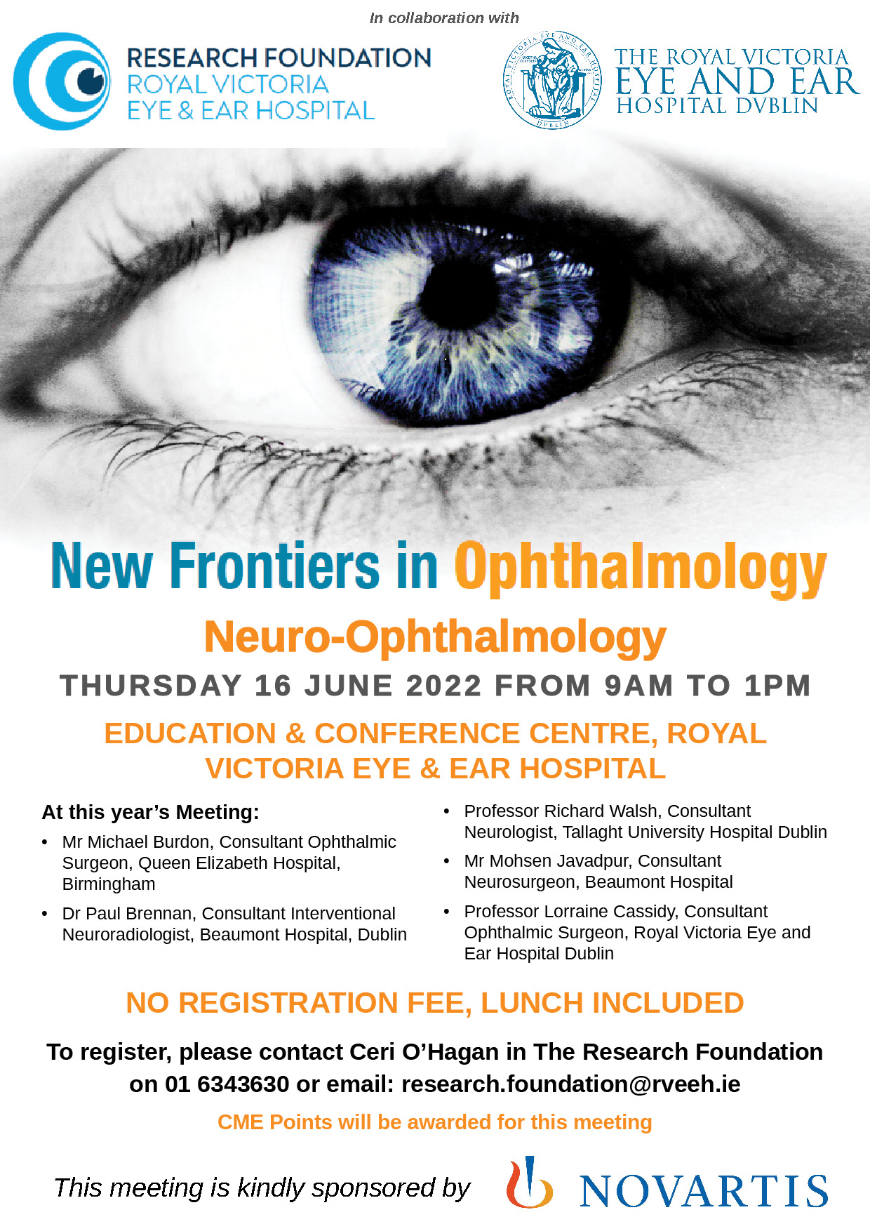 A poster for the New Frontiers in Ophthalmology 2022