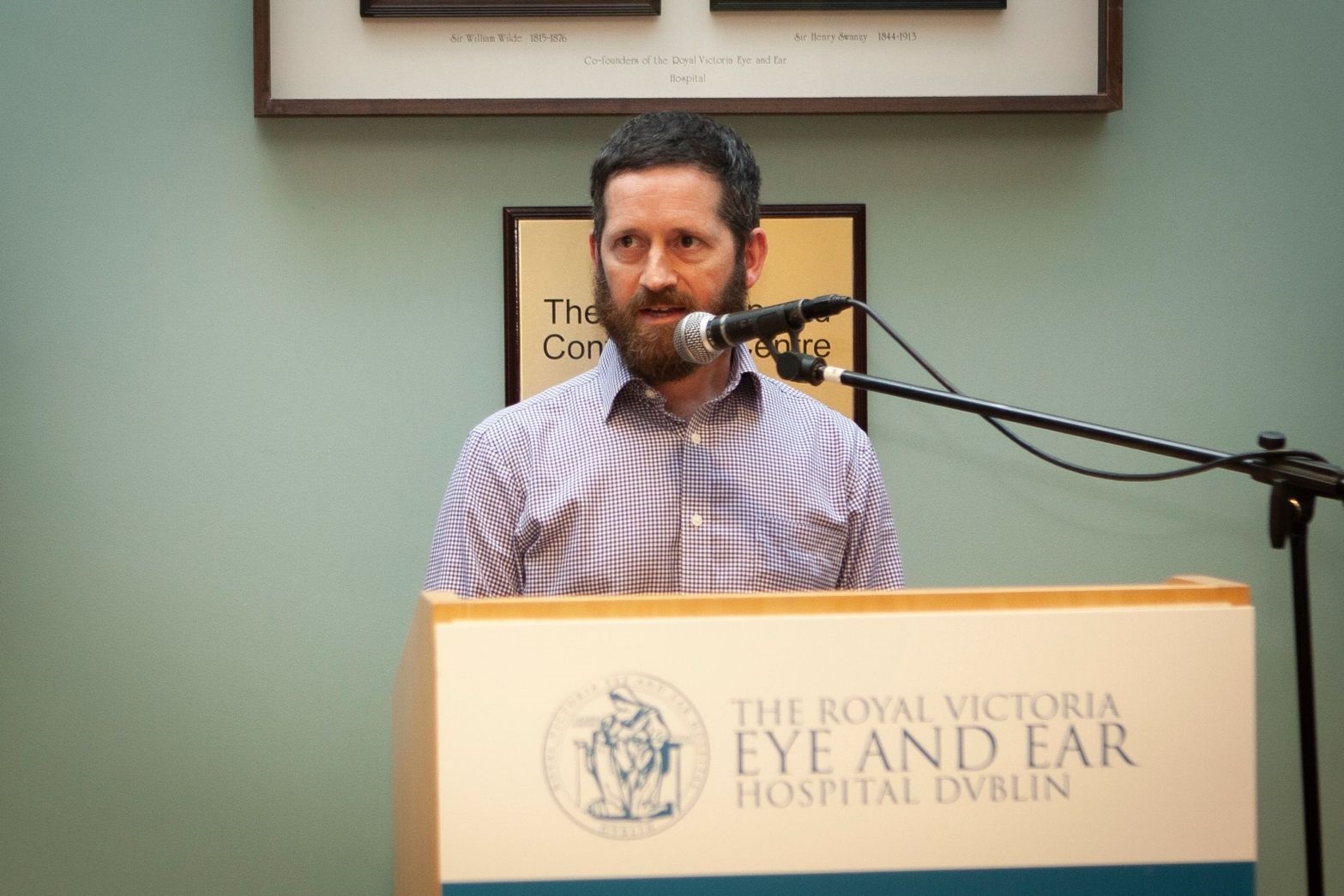 Mr. Edward Loane, Chairman of the Research Foundation, at the exhibition opening.